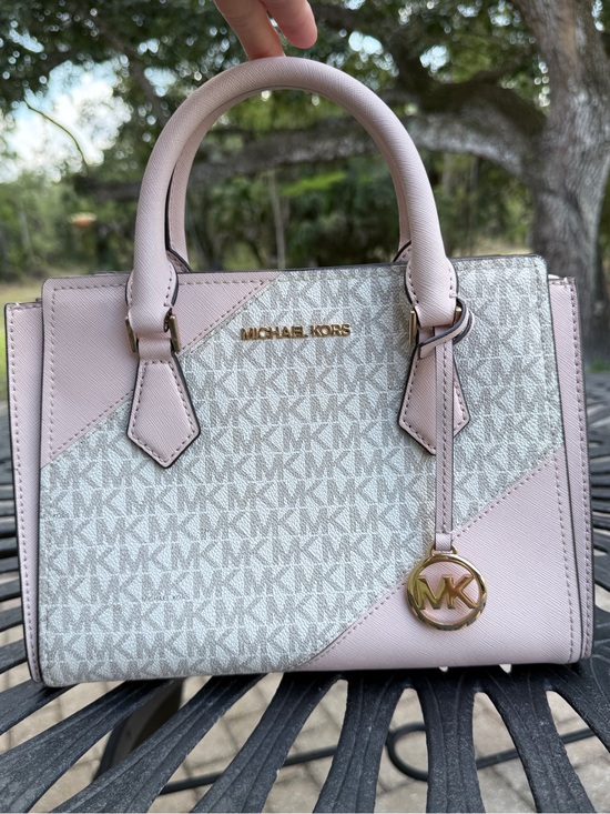 Michael Kors Handbags - Michael Kors Hope Medium Signature Logo Satchel Bag – Powder Blush / Pink